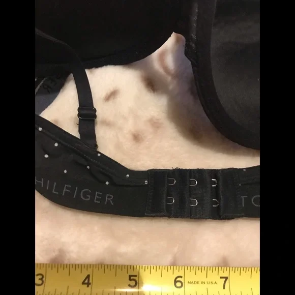 Tommy Hilfiger 34C push up Balconette bra black with gray polkadots and lace - Picture 7 of 8
